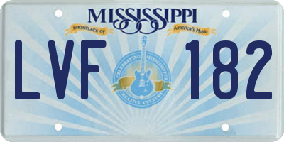 MS license plate LVF182