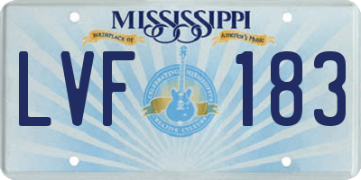 MS license plate LVF183