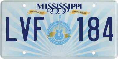 MS license plate LVF184