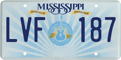 MS license plate LVF187