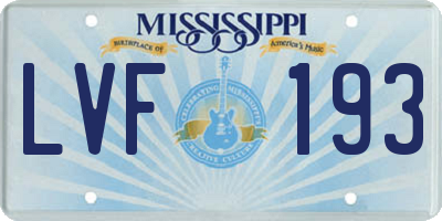 MS license plate LVF193