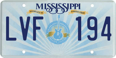 MS license plate LVF194