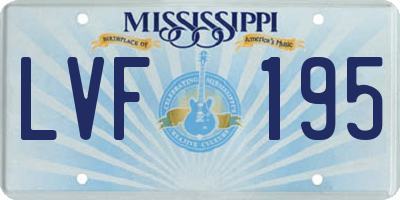 MS license plate LVF195