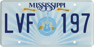 MS license plate LVF197
