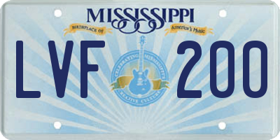 MS license plate LVF200