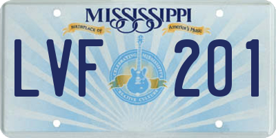 MS license plate LVF201