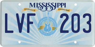 MS license plate LVF203