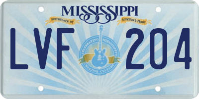 MS license plate LVF204