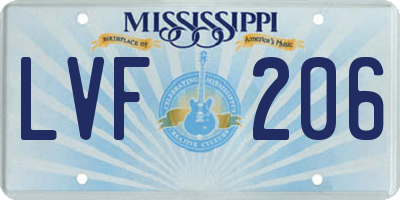 MS license plate LVF206