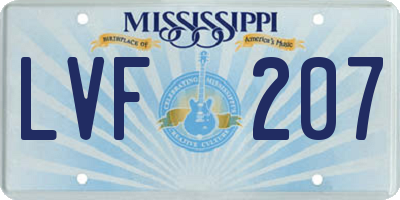 MS license plate LVF207