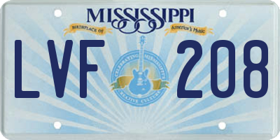 MS license plate LVF208