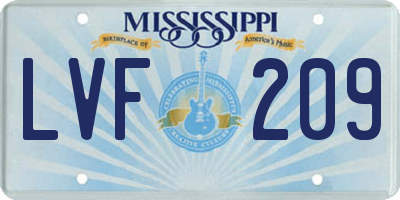 MS license plate LVF209