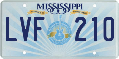 MS license plate LVF210