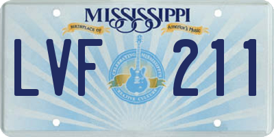 MS license plate LVF211