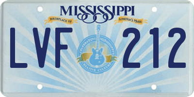 MS license plate LVF212