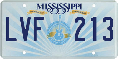 MS license plate LVF213