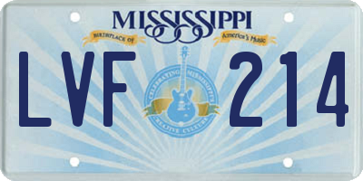 MS license plate LVF214