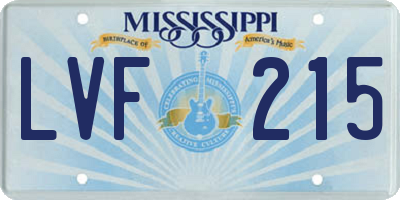MS license plate LVF215