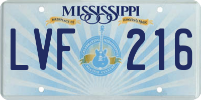 MS license plate LVF216