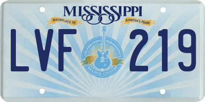 MS license plate LVF219