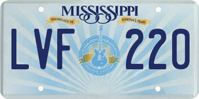 MS license plate LVF220