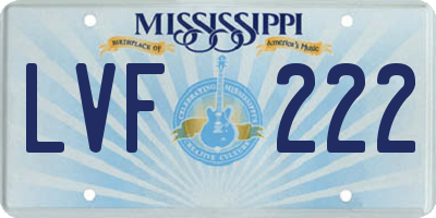MS license plate LVF222