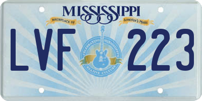 MS license plate LVF223