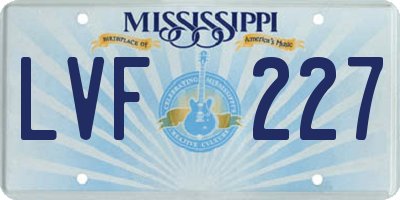 MS license plate LVF227