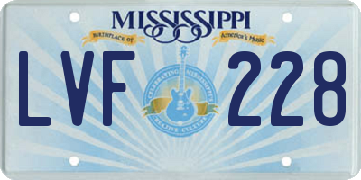 MS license plate LVF228
