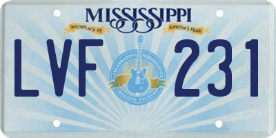 MS license plate LVF231