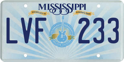 MS license plate LVF233