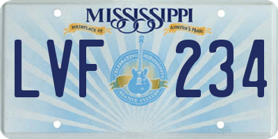 MS license plate LVF234