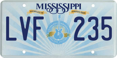 MS license plate LVF235