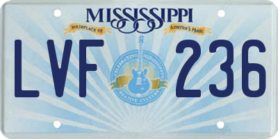 MS license plate LVF236