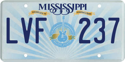MS license plate LVF237