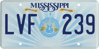 MS license plate LVF239