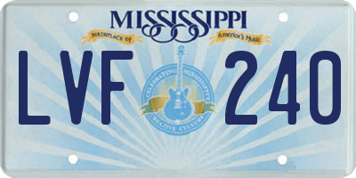 MS license plate LVF240