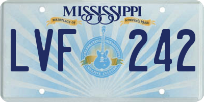 MS license plate LVF242