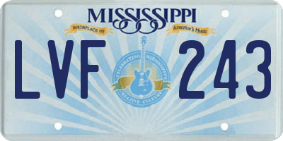 MS license plate LVF243