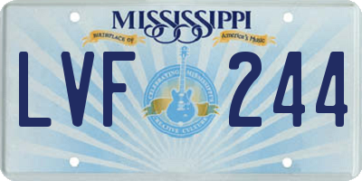 MS license plate LVF244