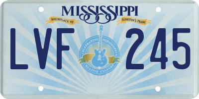 MS license plate LVF245