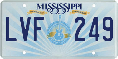 MS license plate LVF249