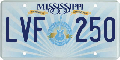 MS license plate LVF250