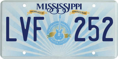 MS license plate LVF252