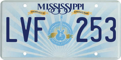 MS license plate LVF253