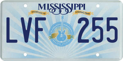 MS license plate LVF255