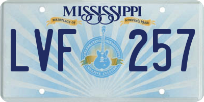 MS license plate LVF257