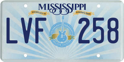 MS license plate LVF258