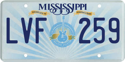 MS license plate LVF259