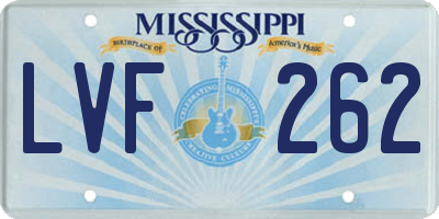 MS license plate LVF262
